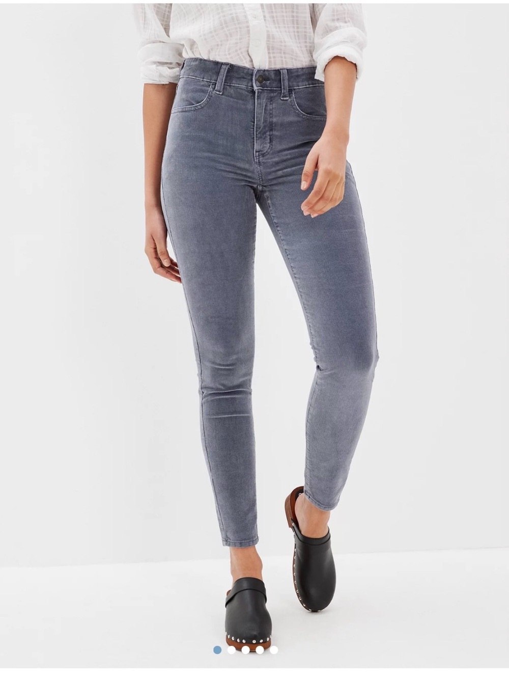 American Eagle High Rise Stretch Corduroy Women's Jeggings - Blue